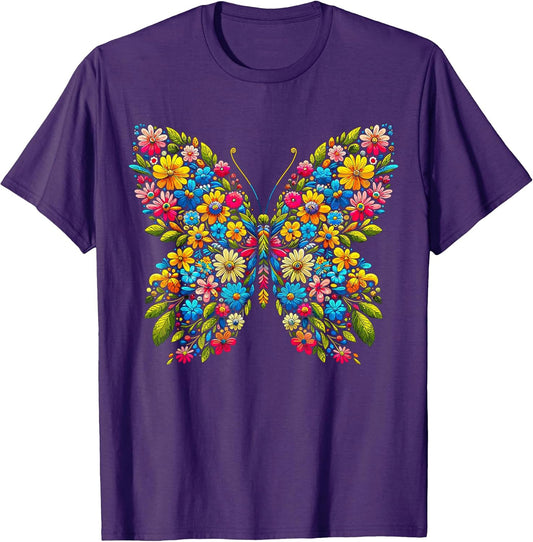 Butterfly With Flowers Aesthetic Butterfly T-Shirt