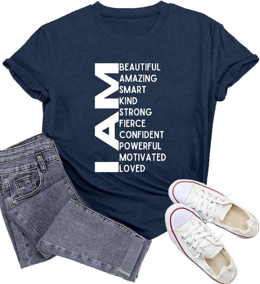 Inspirational Shirts for Women Motivational Tshirt I Am Beautiful Tee Tops