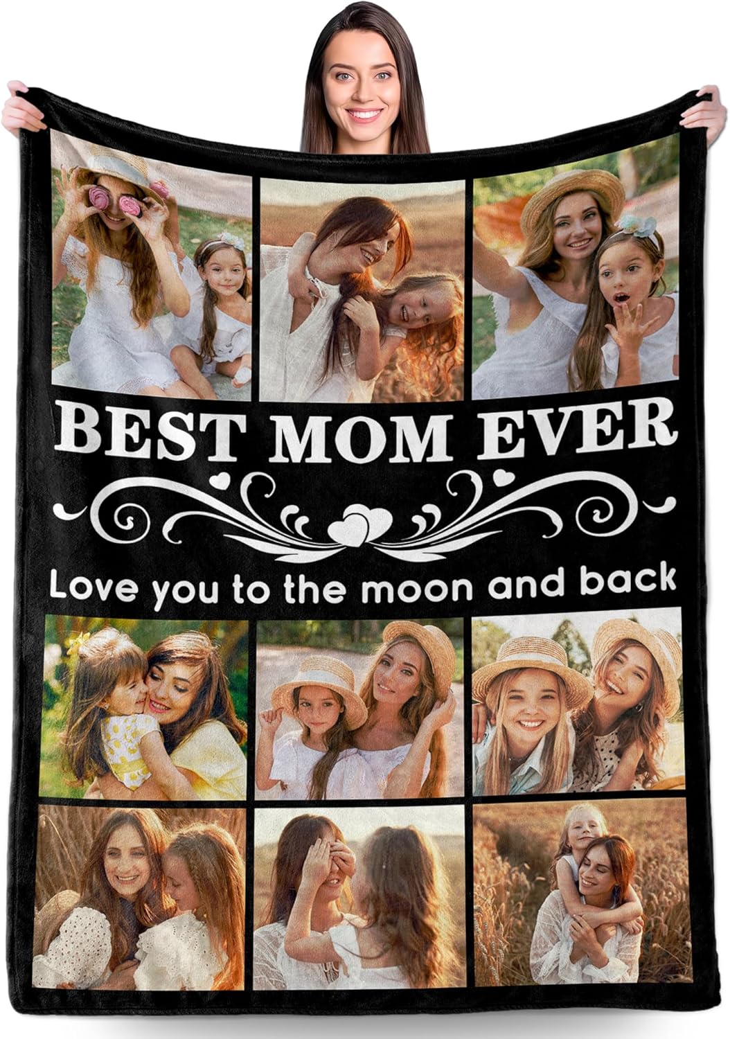 Personalized Mothers Day Birthday Gifts for Mom Wife from Daughter Son Husband Customized Photo Gifts for Mama Custom Blanket with Pictures Christmas Valentines Day Unique Gift for Mom Women