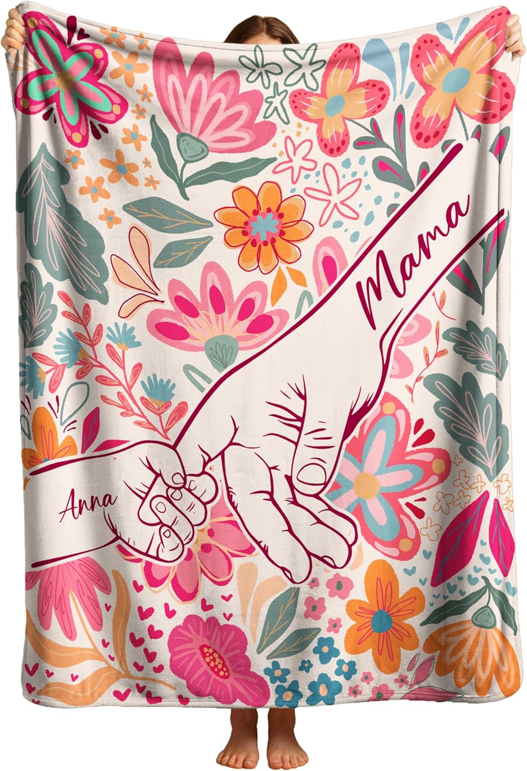 Custom Mom Blanket, Personalized Mama Blankets for Adults, Throw Blanket Gifts for New Mama, Wife, Women, Aunt, Grandma, Nana, Mom Birthday from Daughter, Son, Sister, Husband
