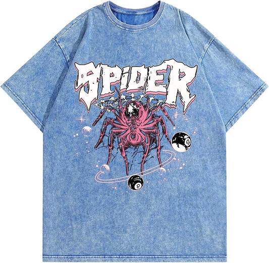 Graphic Tees Streetwear Tshirts Vintage Unisex Cotton Acid Washed Oversized T-Shirts Summer Clothes Tops for Men