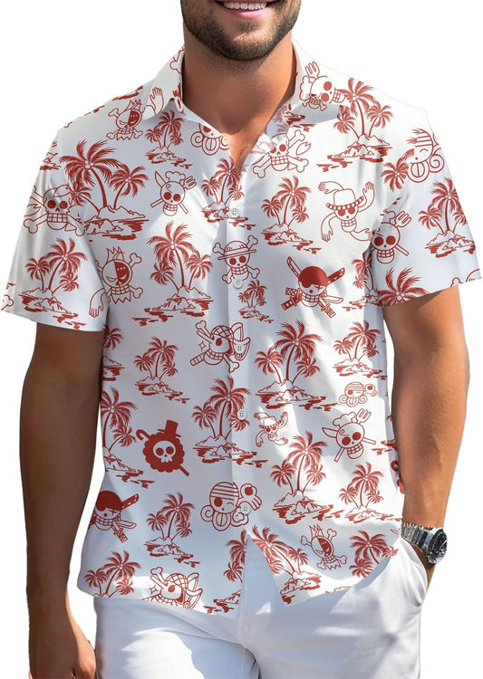 Cartoon Character Hawaiian Men Shirts, Comics Movie Button Down Shirt Anime Short Sleeve Top, Summer Beach Gifts