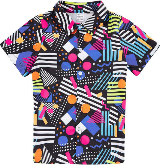 2-10T Kids Hawaiian Shirt Boys Girls Short Sleeve Button Down Shirts Hawaii Summer Casual Blouse