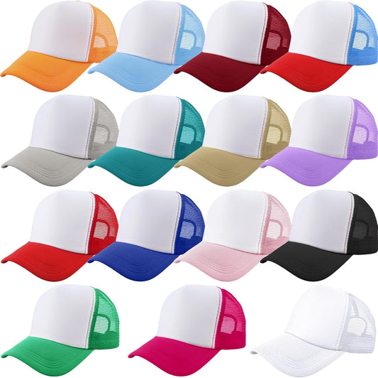 15 Pack Kids DIY Trucker Hats Bulk Summer Mesh Baseball Cap Blank Sublimation Trucker Cap for Child Summer
