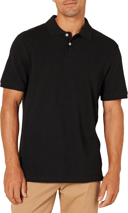 Men's Slim-Fit Cotton Pique Polo Shirt, Short Sleeve, Collared