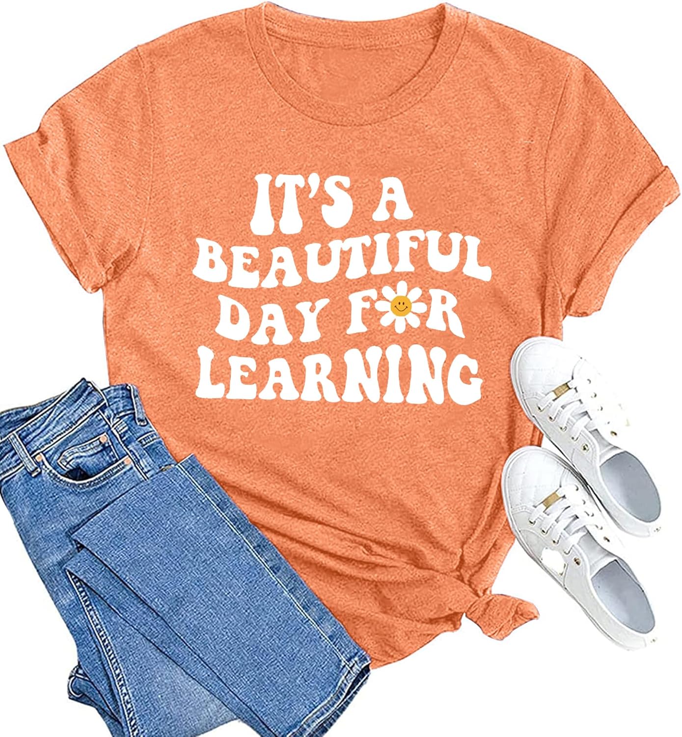 Women Teacher Life Shirt Teacher Gift Short Sleeve Shirts It s a Beautiful Day for Learning T-Shirt