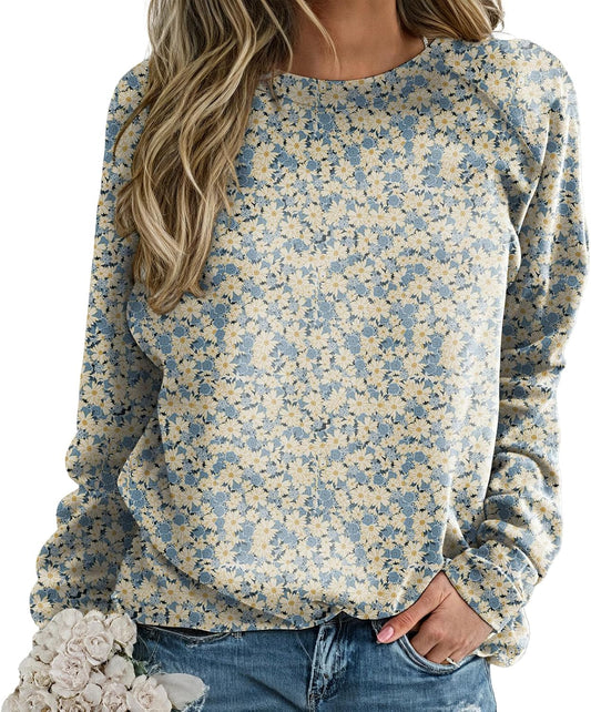 Womens Shirt Fashion Long Sleeve Graphic Fall Sweatshirt Basic Lightweigt Comfy Crewneck Pullover Tops