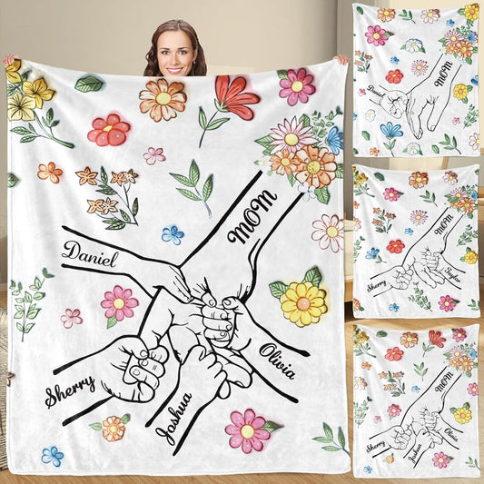 Mothers Day Personalized Gifts - Custom Blanket with Kids Name to Mom from Daughter Son Customized Soft Flannel Throw Name Blanket Gifts for Mom Wife Grandma Women
