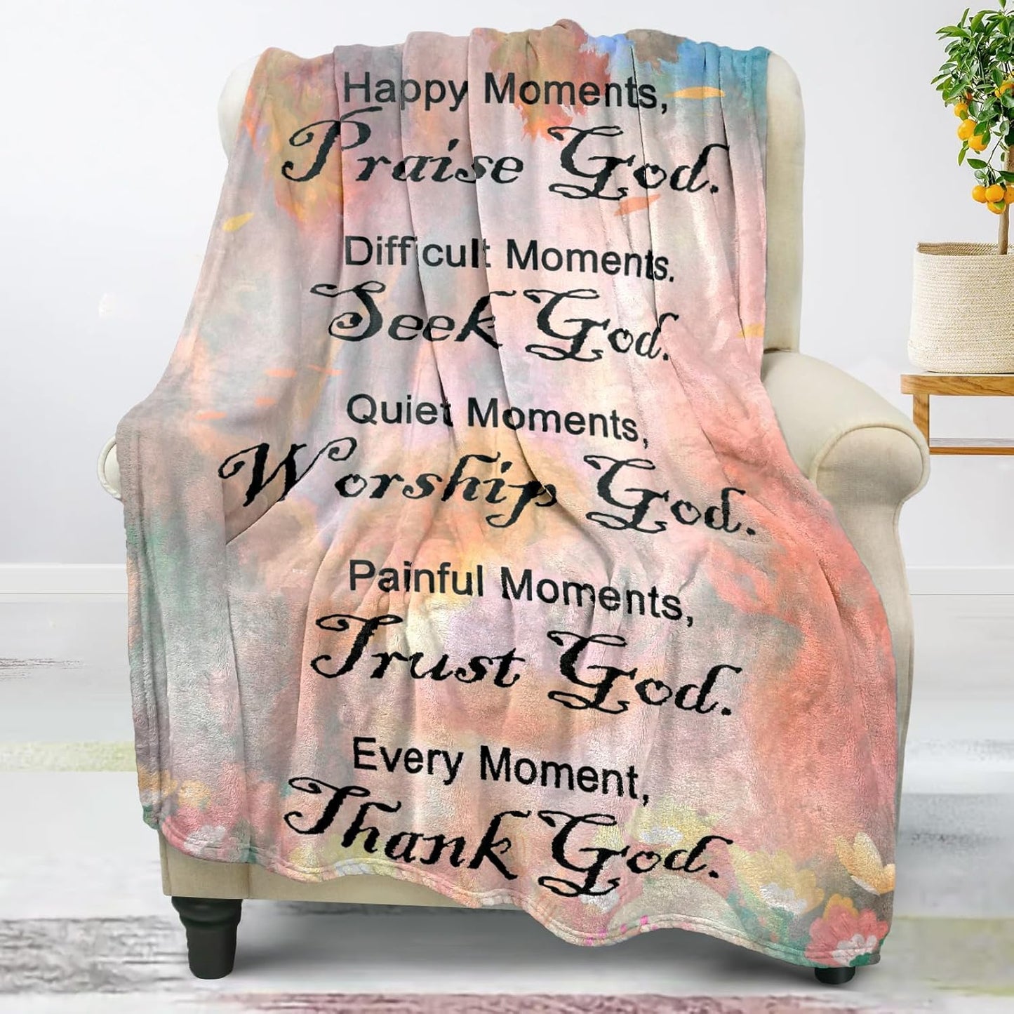 COMFAR Christian Gifts for Women Faith, Inspirational/Religious/Spiritual/Baptism Gifts for Adults/Girl, Soft Throw Blankets for Women/Men, First Holy Communion Gifts for Girls 40"x 50"