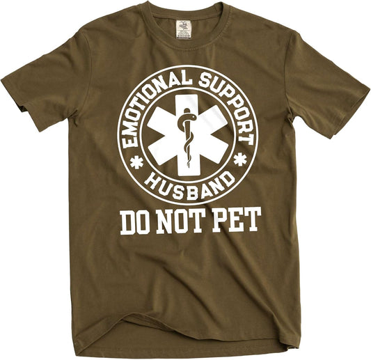 Men's Funny Emotional Support Husband T-Shirt Sarcastic Do not pet Father's Day dad Gift tee