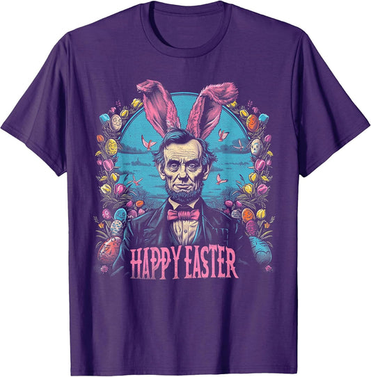 Happy Easter Abraham Lincoln Rabbit Bunny Eggs Basket Funny T-Shirt