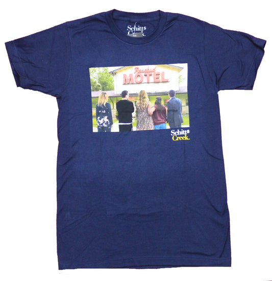 Schitt's Creek Mens T-Shirt - Group Staring At Rosebud Motel Photo Image