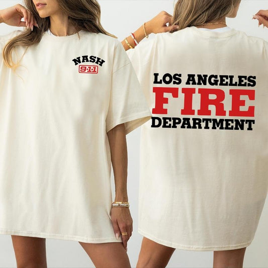 9-1-1 TV Show LAFD Crewneck Sweatshirt,Los Angeles Fire Department Fan Tee Hoodie | InkThreadWorks.com