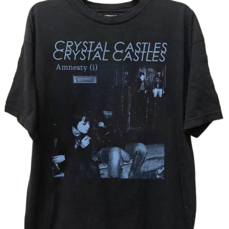 90s Band Crystal Castles Music Tour Shirt, Crystal Castles T-Shirt, Castles Alice Glass & Ethan Kath Tee Classic Collar Top