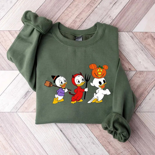 90s Halloween Sweatshirt, Retro Halloween Ducks Shirt, Halloween Cartoon Sweatshirt, Spooky Season Shirt Hoodie
