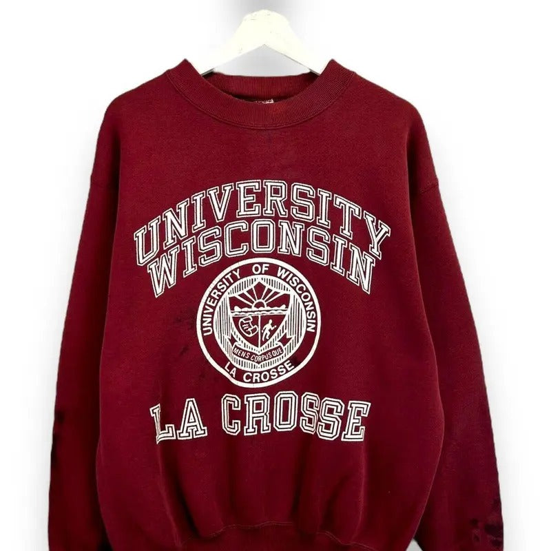 Vintage 80s/90s University Of Wisconsin NCAA Lacrosse Crest Sweatshirt Size XL T-Shirts, Hoodie | InkThreadWorks.com