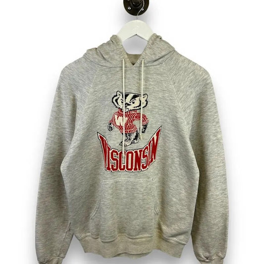 Vintage 80s/90s Wisconsin Badgers NCAA Lee Hooded Collegiate Sweatshirt Sz Large T-Shirts, Hoodie | InkThreadWorks.com