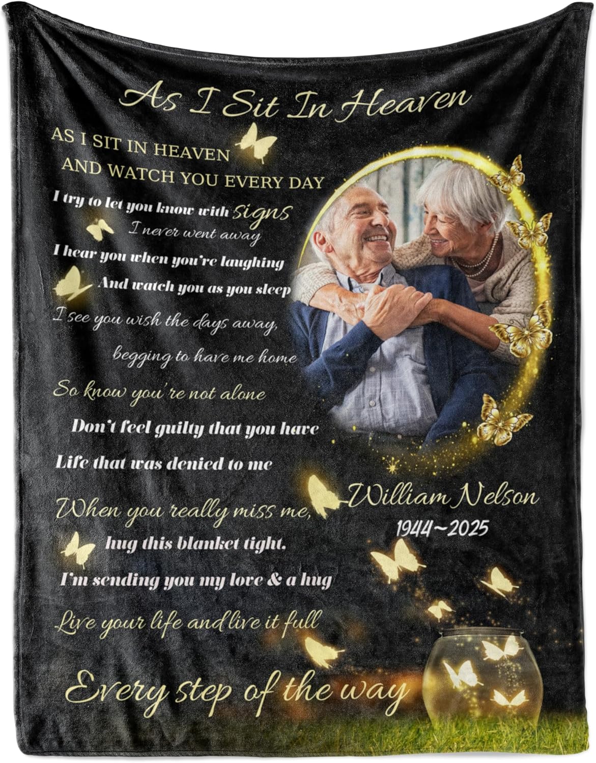 Vsmoedb Custom Memorial Blanket with Pictures, Sympathy Blanket for Loss of Loved One, Memorial Blankets for Loss of Mom Dad, Memory Blankets Memorial Gifts for Loss of Loved One Made in USA