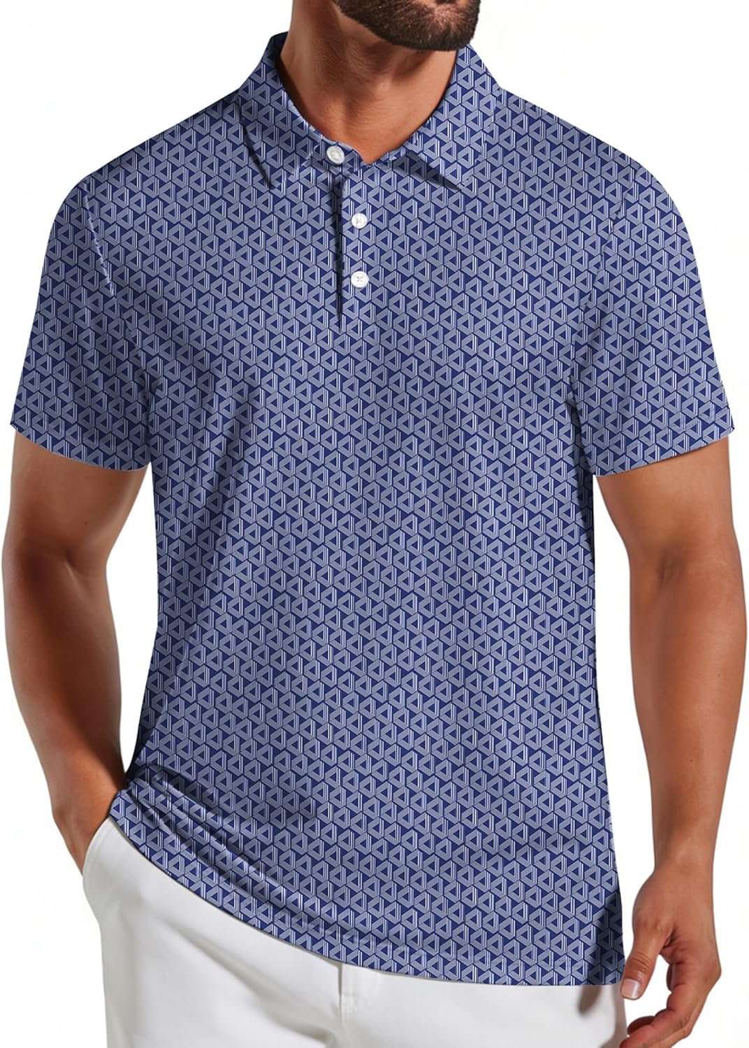 Men's Golf Polo Shirts Short Sleeve Quick Dry Performance Moisture Wicking Golf Shirts Casual Print Collared Shirt