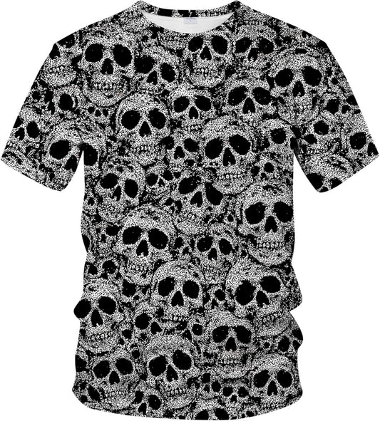 Funny Skull Graphic T-Shirt Novelty Short Sleeve Crewneck Shirt