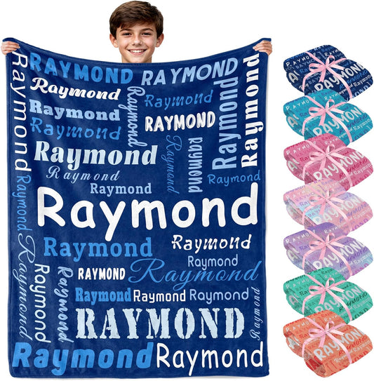 ROMANDY Custom Blanket with Name for Kids Personalized Throws Blanket for Teen Girls Boys Easter Birthday Gifts Customized Gifts for Kids Teen Baby Boy Girl