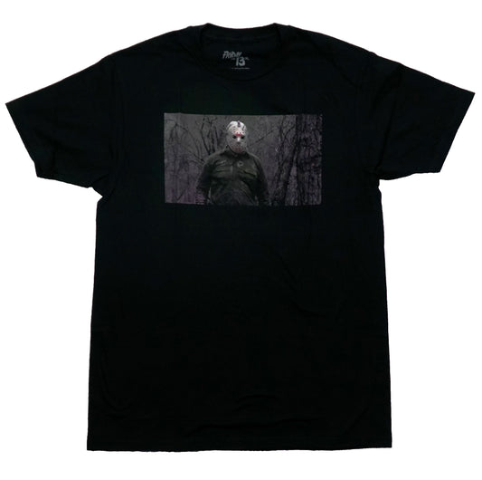 Friday the 13th Mens T-Shirt - Jason Standing In Gray Woods Photo Box