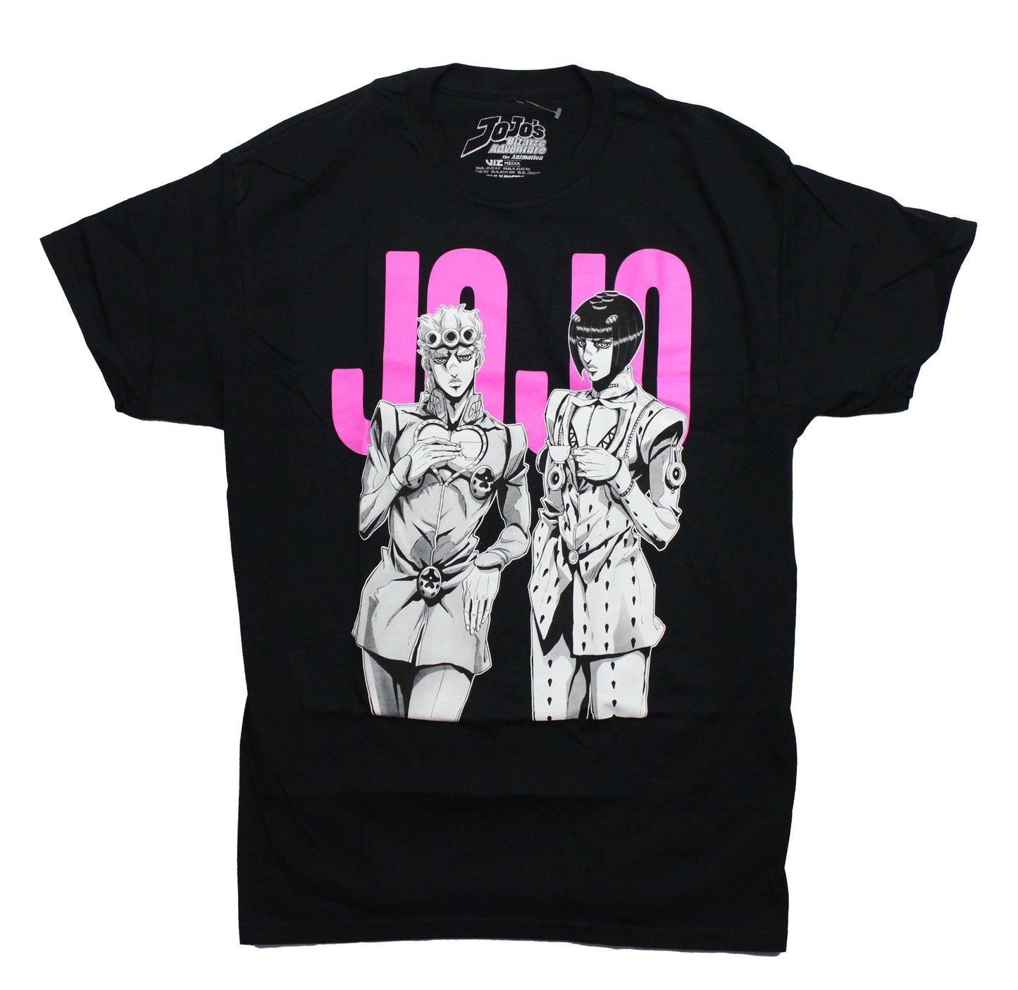 Jojo's Bizarre Adventure Mens T-Shirt -Grayscale Duo Below Hot Pink JOJO