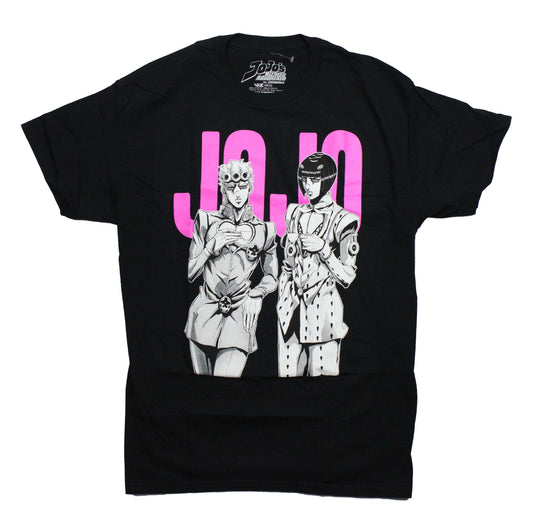 Jojo's Bizarre Adventure Mens T-Shirt -Grayscale Duo Below Hot Pink JOJO