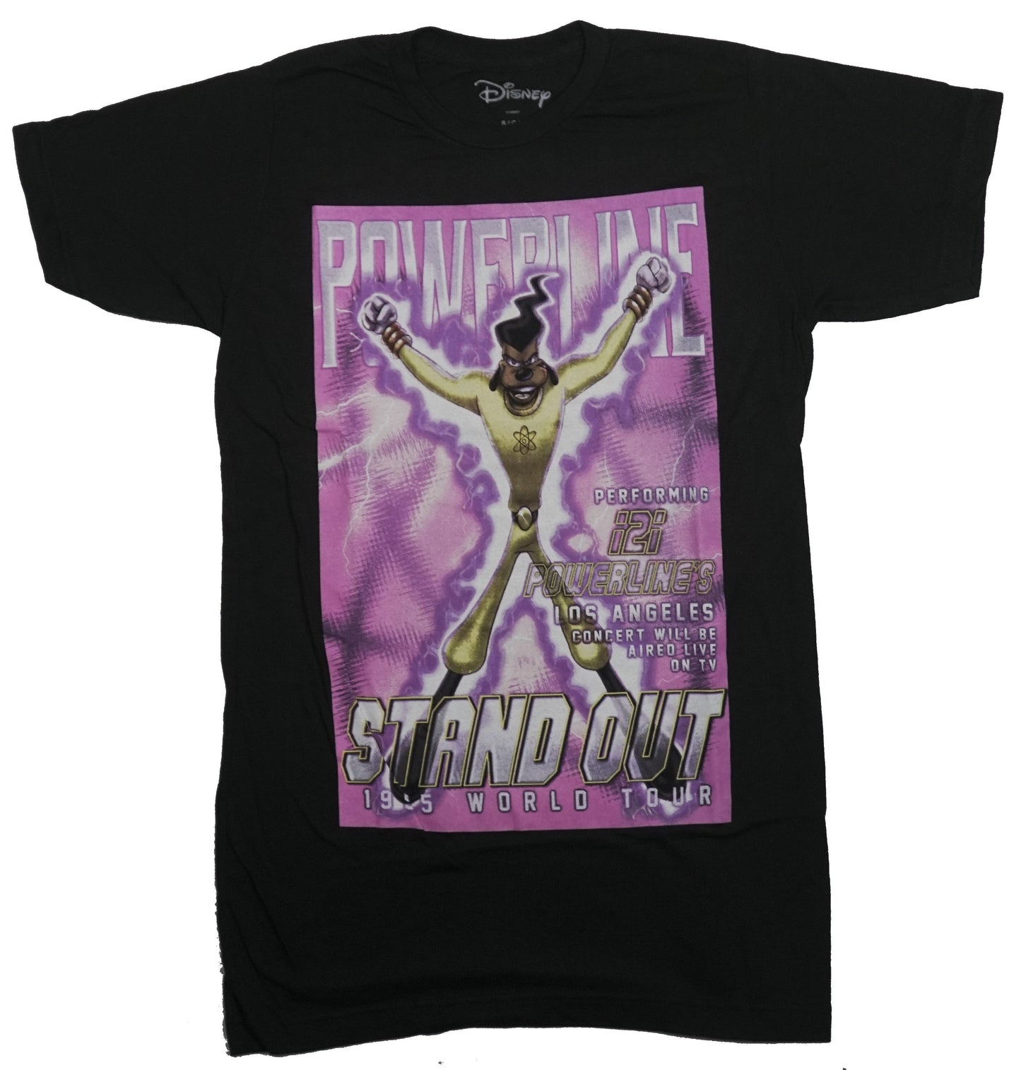 Powerline Mens T-Shirt - Powerline Stand Up 1995 Tour Jumping Image Goofy Movie