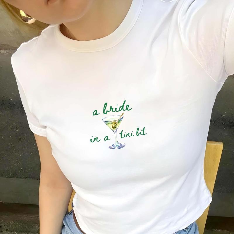 A Bride In A Tini Bit Baby Tee, Martini Bachelorette Party Baby Tee, Martini Bride Tee, Gift For Bridesmaid, Trendy Y2K...