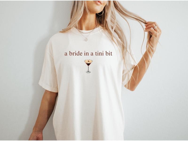 A Bride in A Tini Bit T-shir,t Espresso Martini Themed Bachelorette Party Bride Shirt, Espresso Martini Bachelorette Bach...