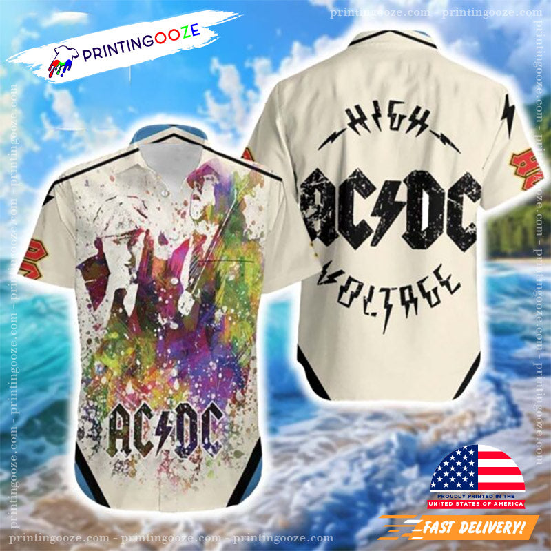 ACDC In Color Aged Pixel Paint Drop Summer 2025 Hawaiian Shirt