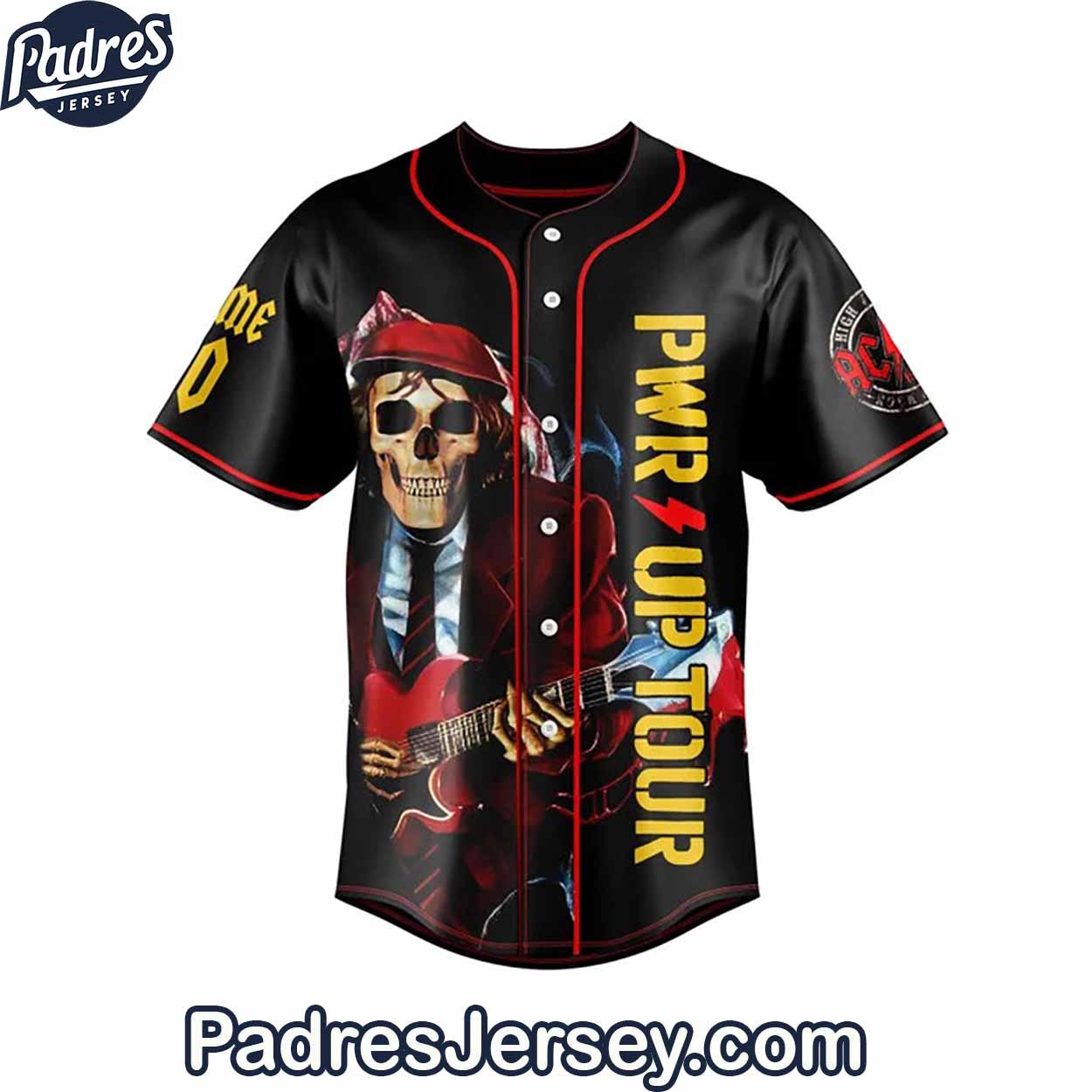 ACDC PWR UP Tour Baseball Jersey Outfit - Custom Name - Padres Jersey Oasis: Elevate Your Baseball Style Game