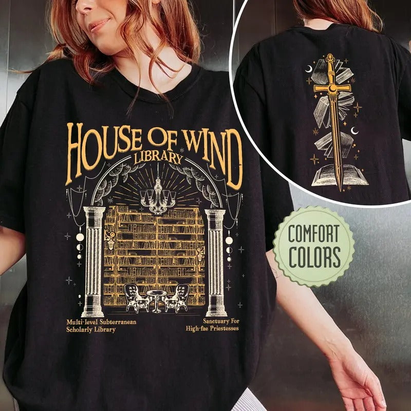 ACOTAR House Of Wind Library Shirt, Night Court Velaris T-Shirt, Shirts For Acotar Fans, Valkyrie Reading Room, SJM...