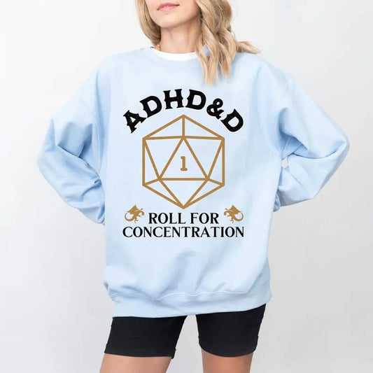 ADHD Sweatshirt Casual Street Style Fleece Fabric Crewneck Pullover Sweatshirt Tops Trendy for Unisex, Perfect Gifts