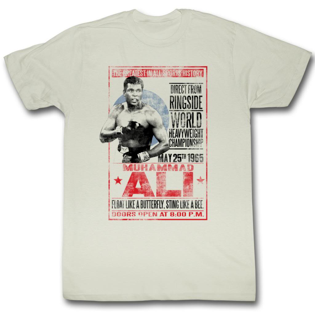 Muhammad Ali Mens S/S T-Shirt - 1965 Poster - Solid Natural