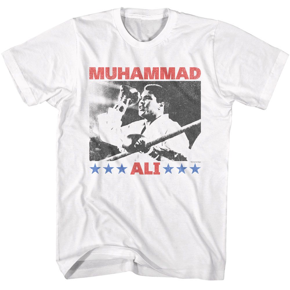 Muhammad Ali - Raising Fist - American Classics - Solid White Adult Short Sleeve T-Shirt
