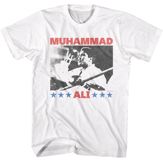Muhammad Ali - Raising Fist - American Classics - Solid White Adult Short Sleeve T-Shirt