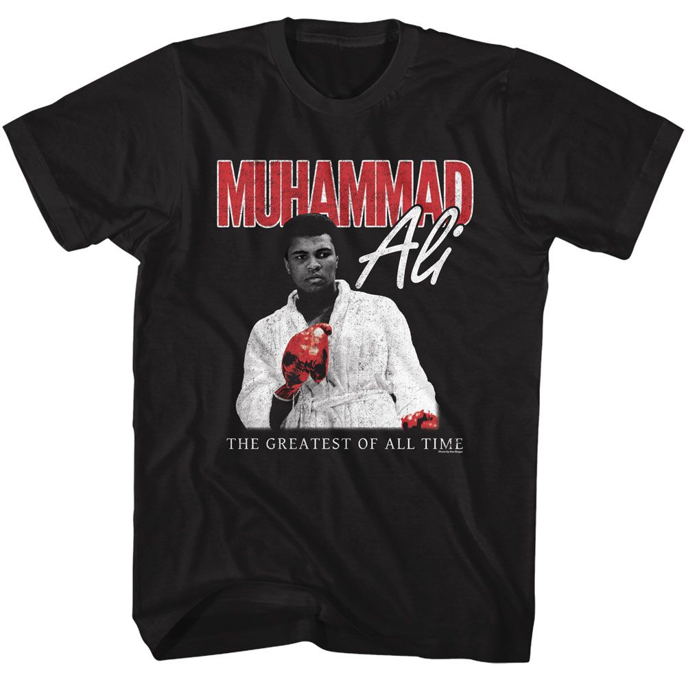 Muhammad Ali - Red Glove Stare - American Classics - Solid Black Adult Short Sleeve T-Shirt