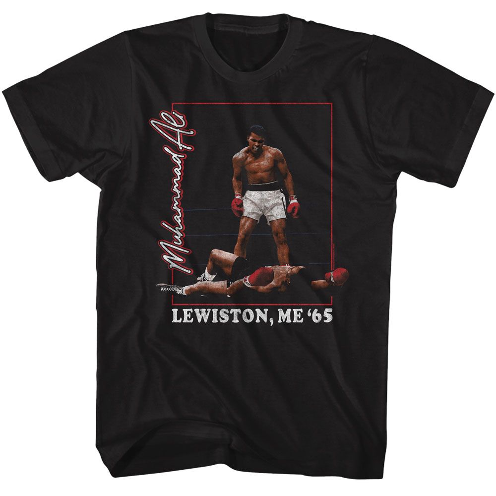 Muhammad Ali - Lewiston Me 65 - American Classics - Solid Black Adult Short Sleeve T-Shirt
