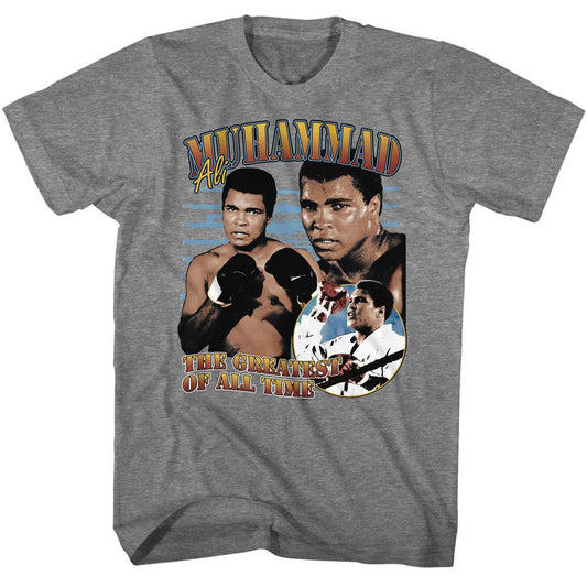 Muhammad Ali - Collage - American Classics - Solid Gray Adult Short Sleeve T-Shirt