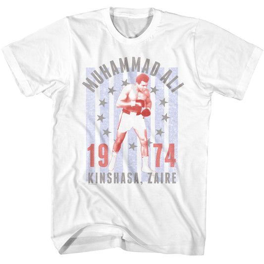 Muhammad Ali - Kinshasa Zaire 1974 - American Classics - Solid White Adult Short Sleeve T-Shirt