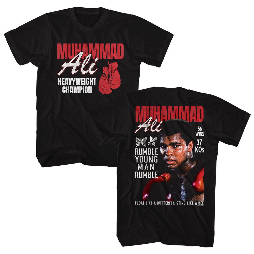 Muhammad Ali - Heavyweight Champ - American Classics - Solid Black Adult Short Sleeve T-Shirt