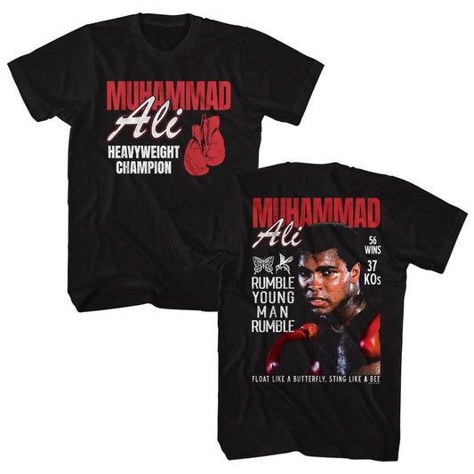Muhammad Ali - Heavyweight Champ - American Classics - Solid Black Adult Short Sleeve T-Shirt