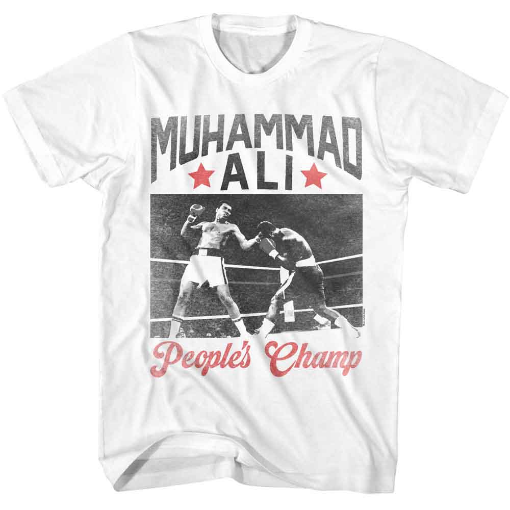 Muhammad Ali - Heavyweight Peoples Champ - American Classics - White Solid Adult Short Sleeve T-Shirt