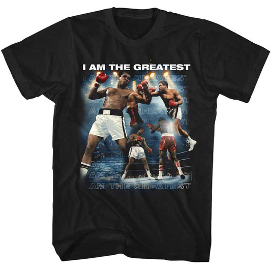Muhammad Ali - I Am The Greatest Collage - American Classics - Black Solid Adult Short Sleeve T-Shirt