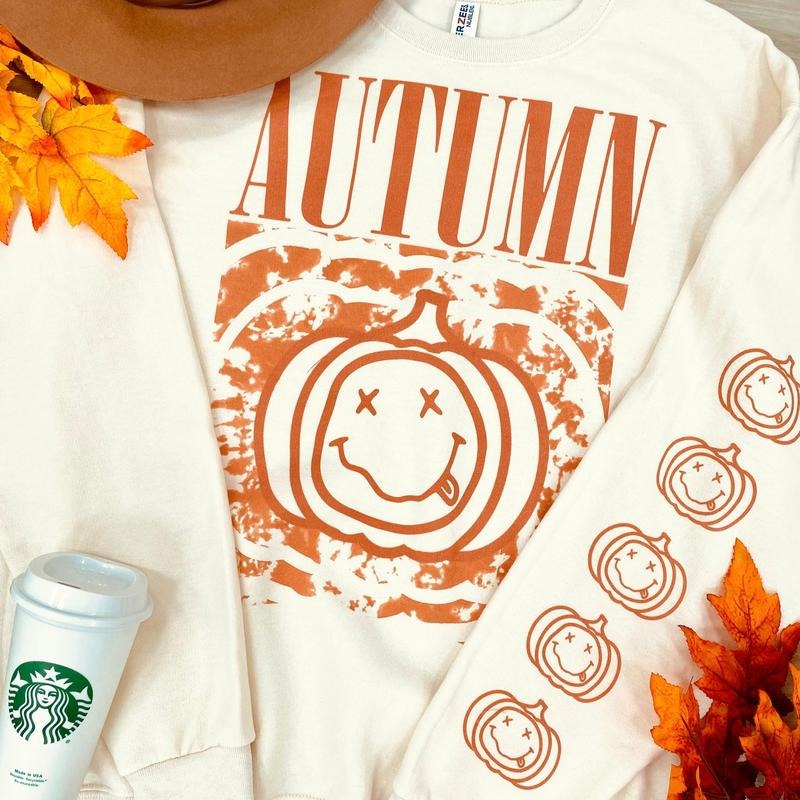 AUTUMN 'Pumpkin Rock' Sweatshirt, Sleeve Print T-Shirts, Hoodie | InkThreadWorks.com