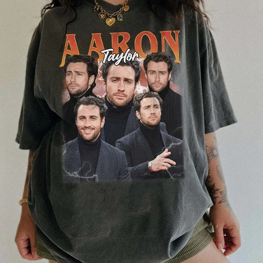 Aaron Taylor Johnson Comfort Colors Unisex Tshirt For Men- For Women, Y2K 90s Retro Celebrity Crush Movies Tee, Printed Fit Style Cotton Top