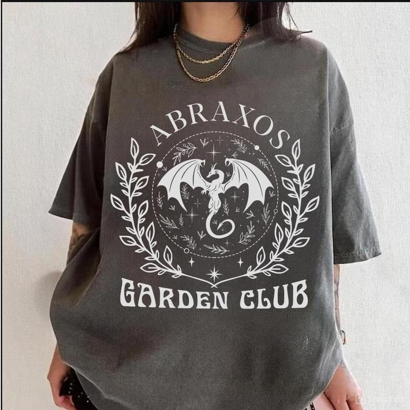 Abraxos Garden Club Shirt, Fantasy Dragon Tee, Bookish Aesthetic Shirt, Throne of Glass Fan Gift, Mystical Creature...