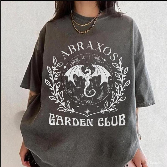 Abraxos Garden Club Shirt, Fantasy Dragon Tee, Bookish Aesthetic Shirt, Throne of Glass Fan Gift, Mystical Creature...